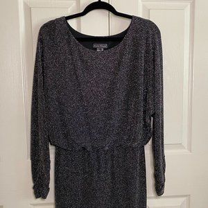 Jessica Howard Black and Silver Long Sleeve Cocktail Dress